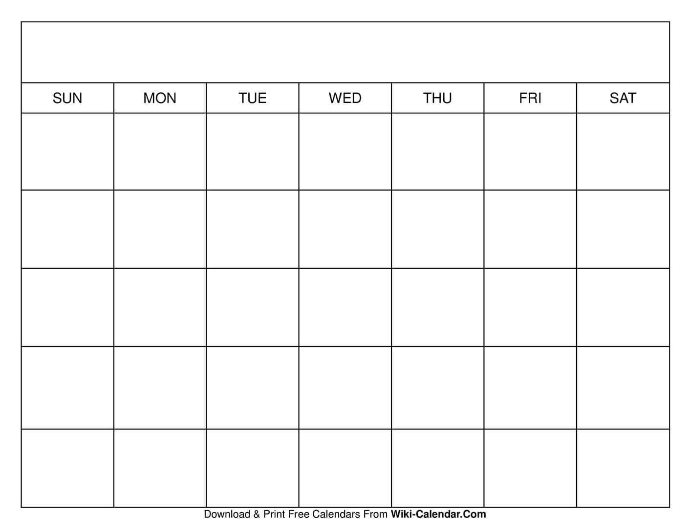 Printable Blank Calendar Templates Intended For Blank Calander Template