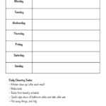 Printable Cleaning Schedule Form For Daily & Weekly Cleaning With Blank Cleaning Schedule Template