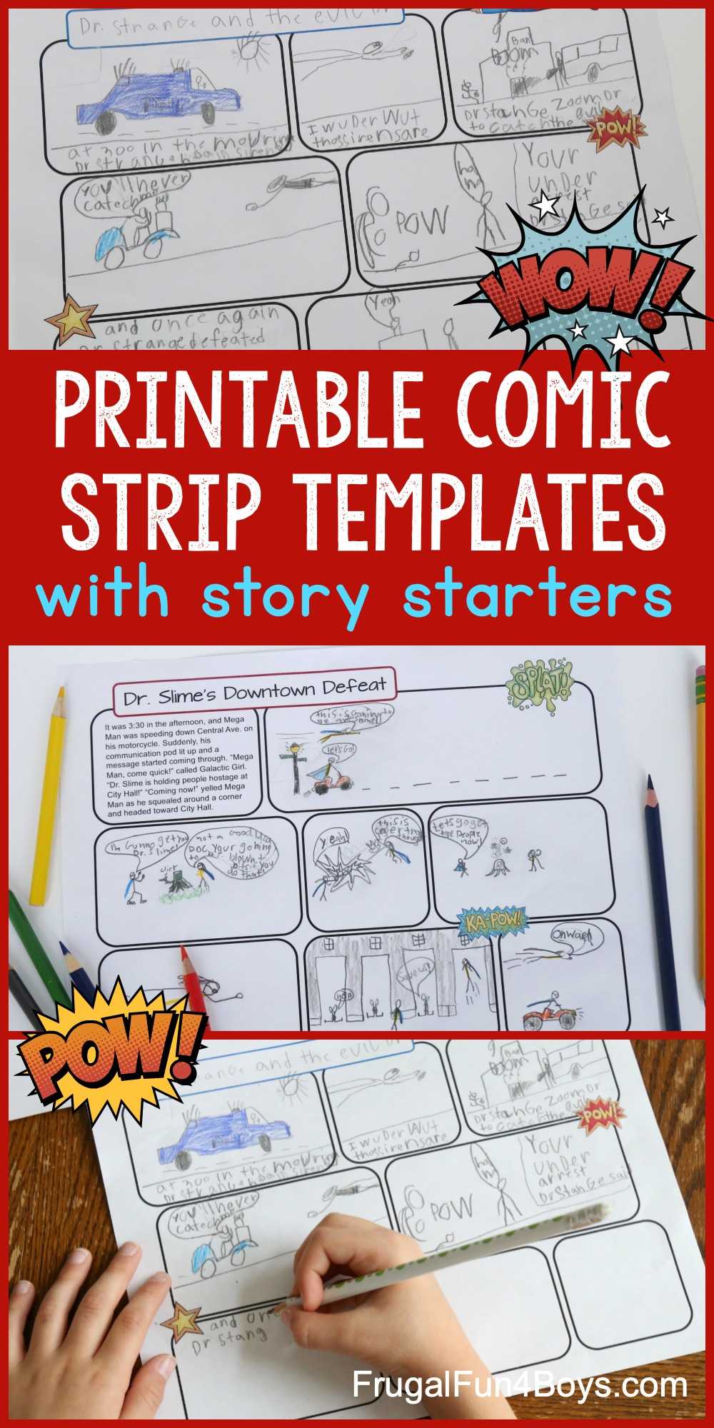 Printable Comic Strip Templates With Story Starters – Frugal With Printable Blank Comic Strip Template For Kids