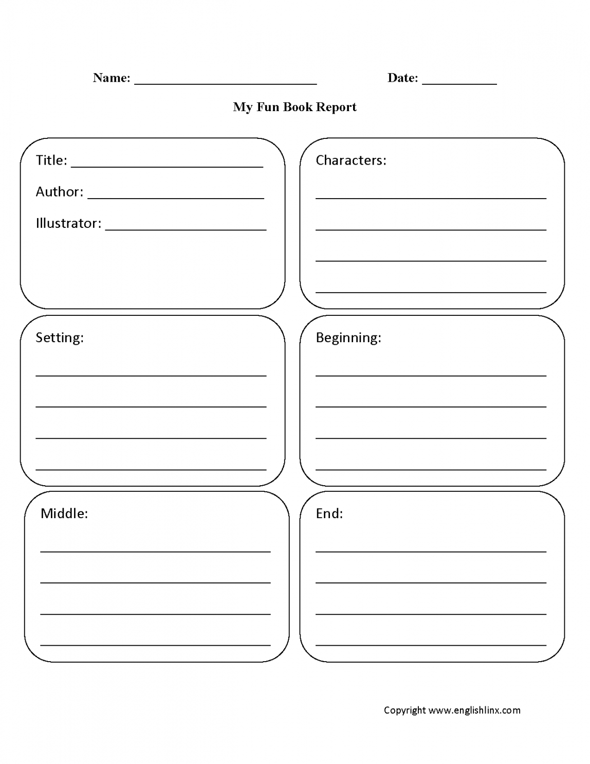 Printable Englishlinx Book Report Worksheets Book Report Inside Story Report Template