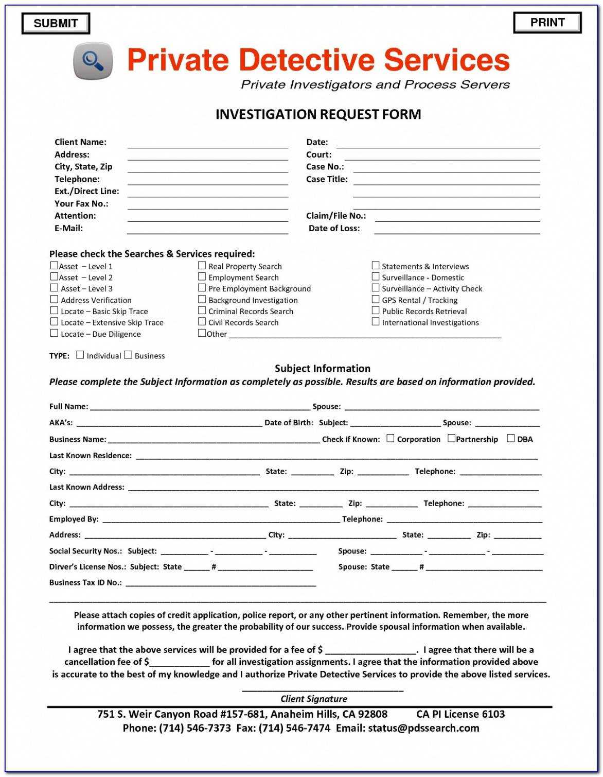 Printable Investigation Report Template Doc Cool Private Intended For Private Investigator Surveillance Report Template