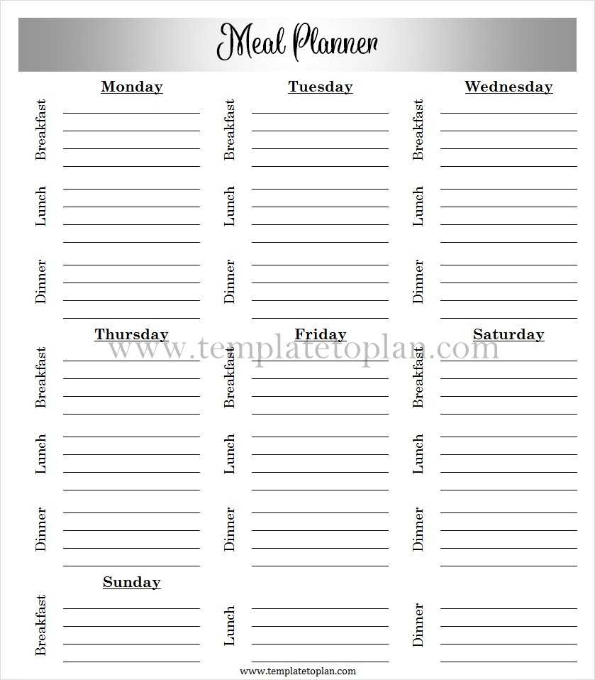 Printable Meal Planner Template | Free Editable Meal Planner Regarding Blank Meal Plan Template