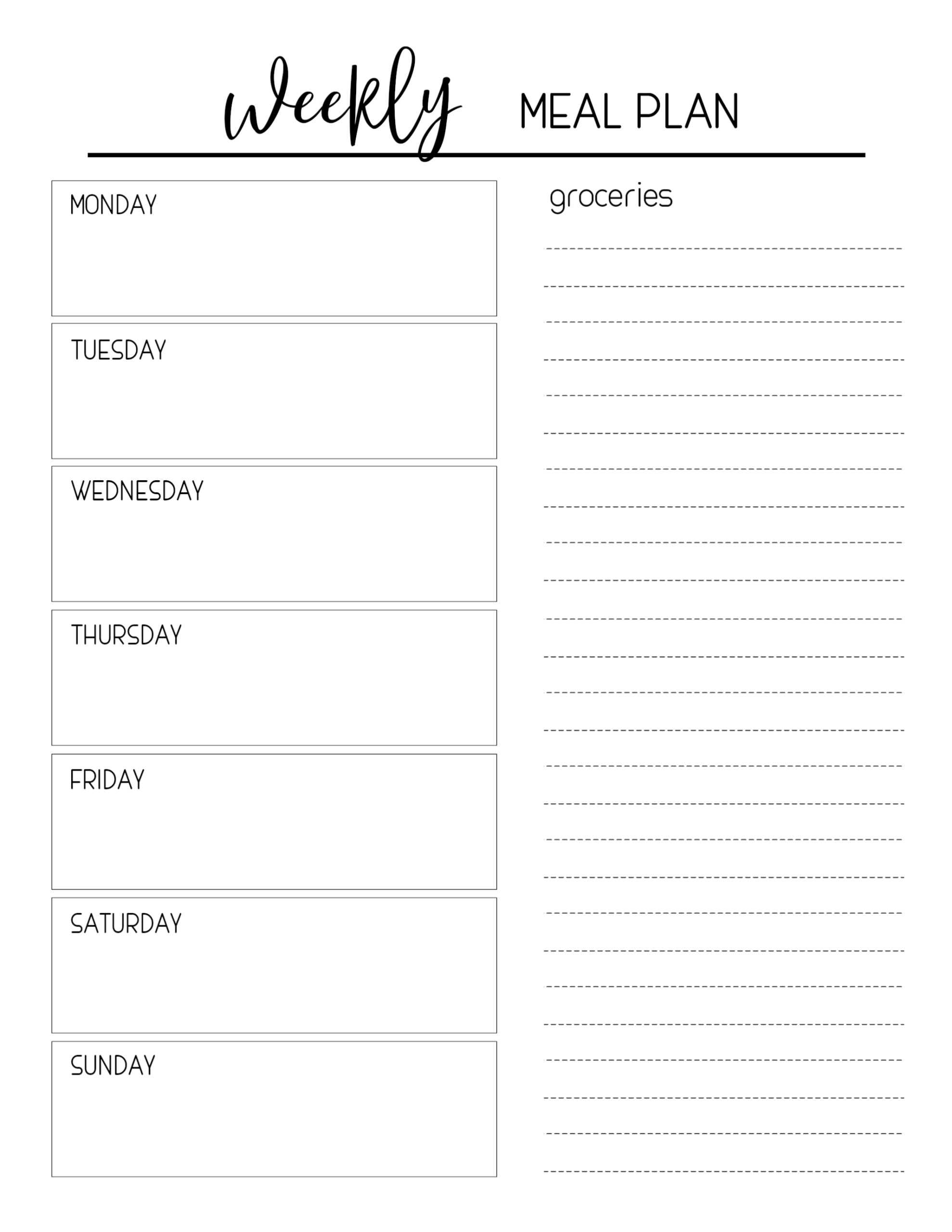 Printable Meal Planning Template – Paper Trail Design For Blank Meal Plan Template