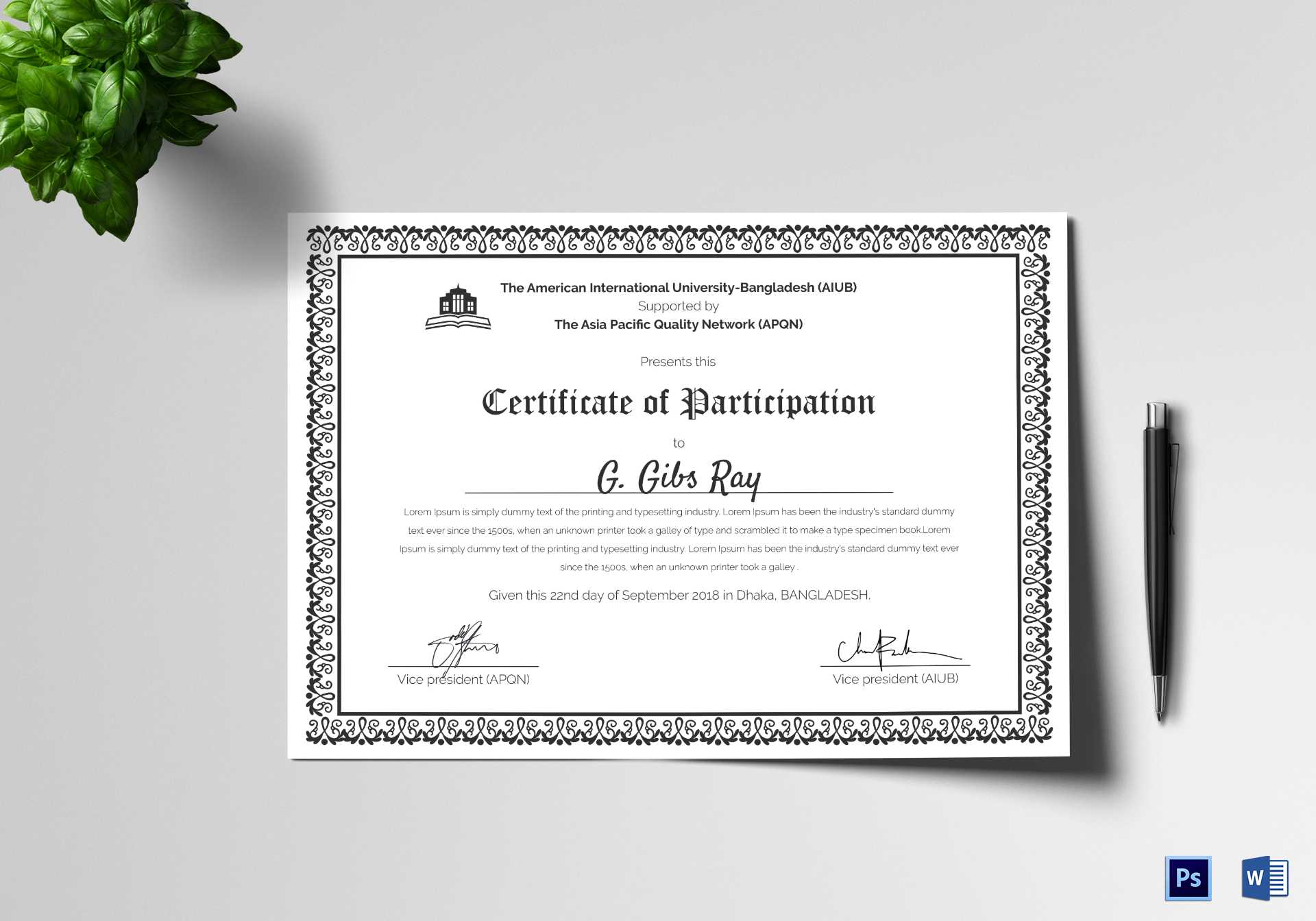 Printable Participation Certificate Template Pertaining To Certificate Of Participation Template Word
