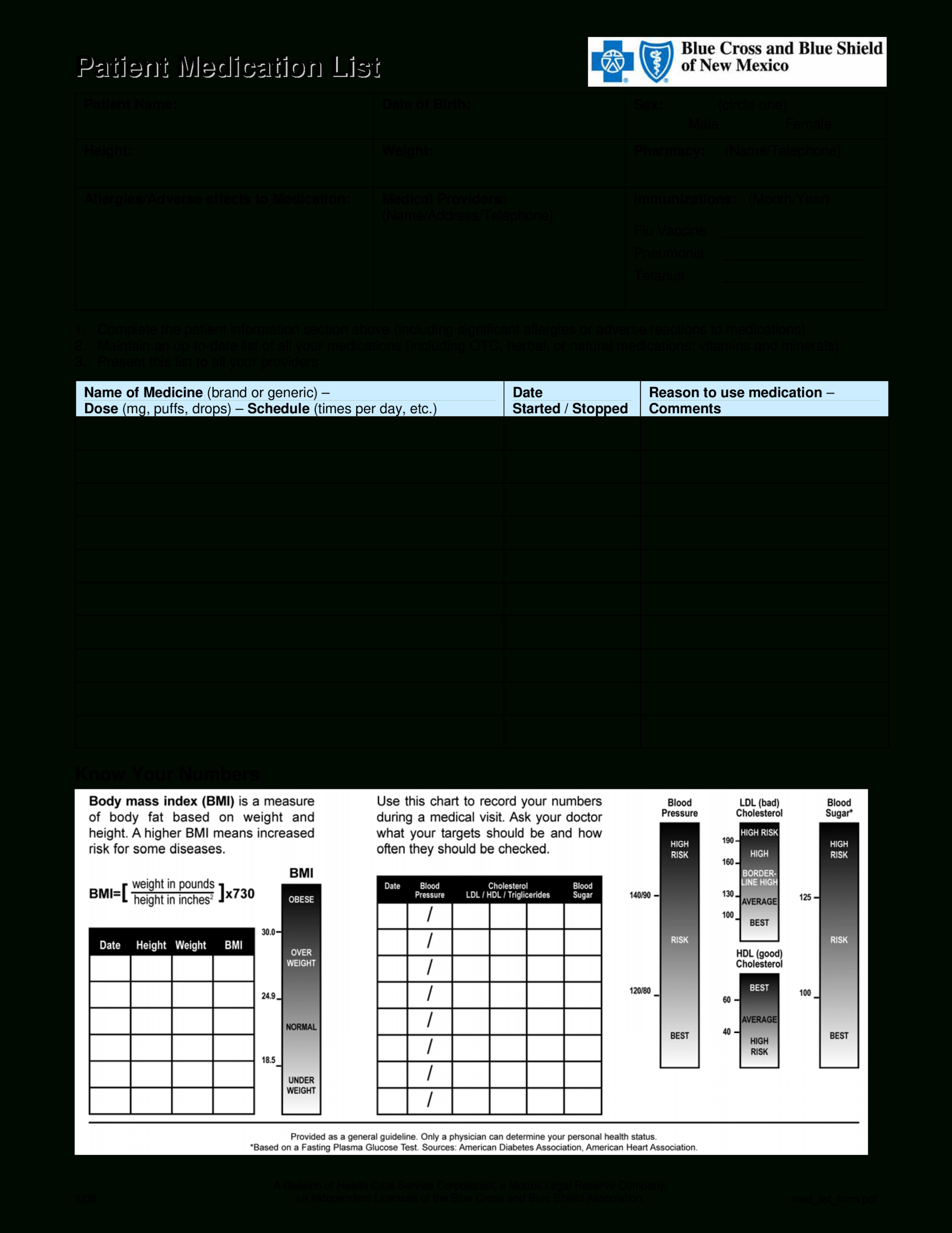 Printable Patient Medication List | Templates At With Regard To Blank Medication List Templates