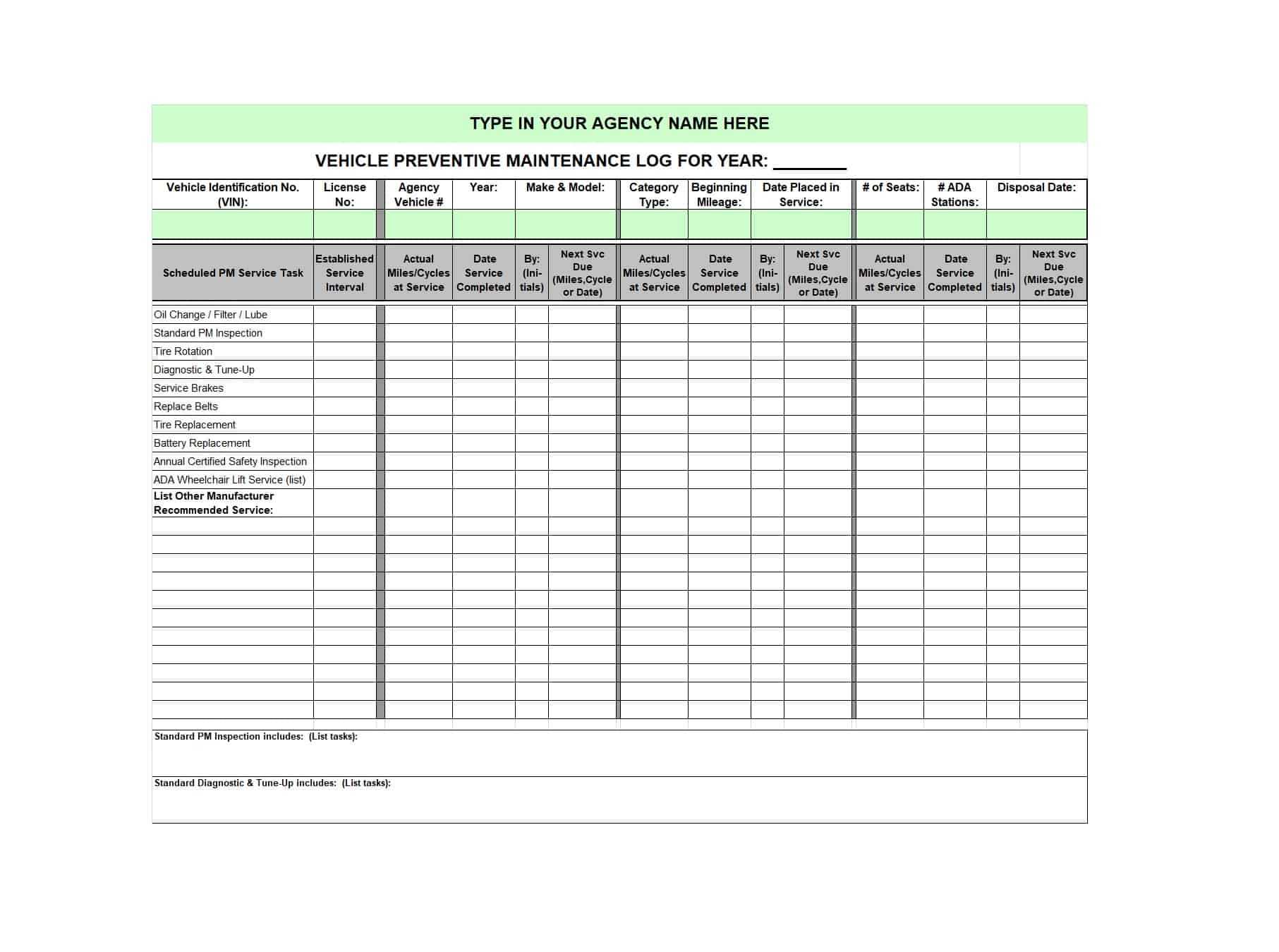 Printable Vehicle Maintenance Log Templates Template Lab Intended For Computer Maintenance Report Template