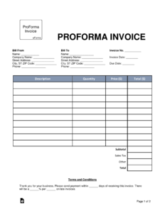 Proforma Invoice Sample - Oflu.bntl regarding Free Proforma Invoice Template Word