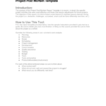 Project Post Mortem Template For Post Project Report Template