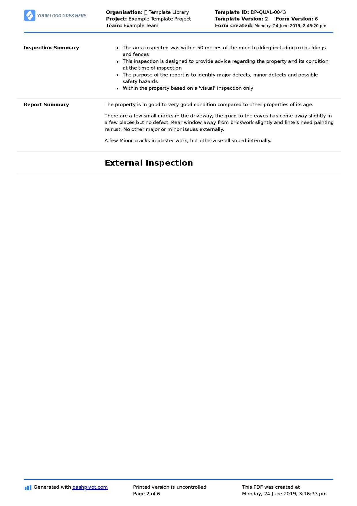 Property Inspection Report Template (Free And Customisable) For Sound Report Template