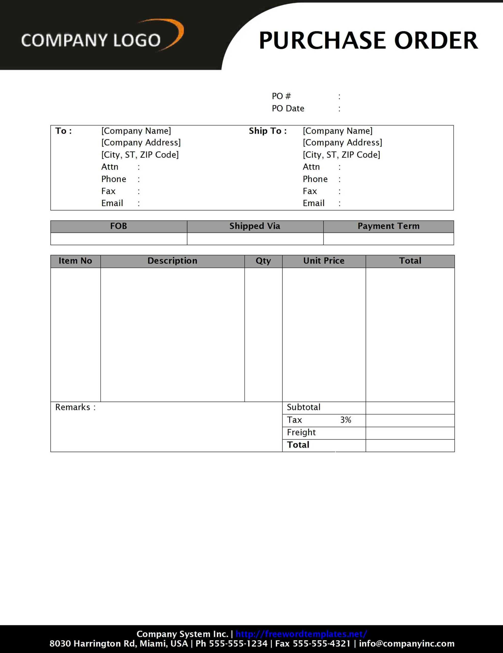 Psd Free Printable Purchase Order Template Inside Agenda Template Word 2010