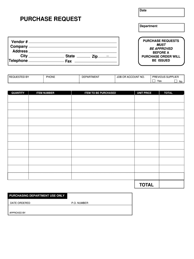 Purchase Request Form – Fill Online, Printable, Fillable In Check Request Template Word