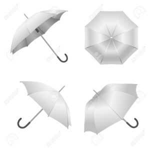 Realistic Detailed 3D White Blank Umbrella Template Mockup Set in Blank Umbrella Template