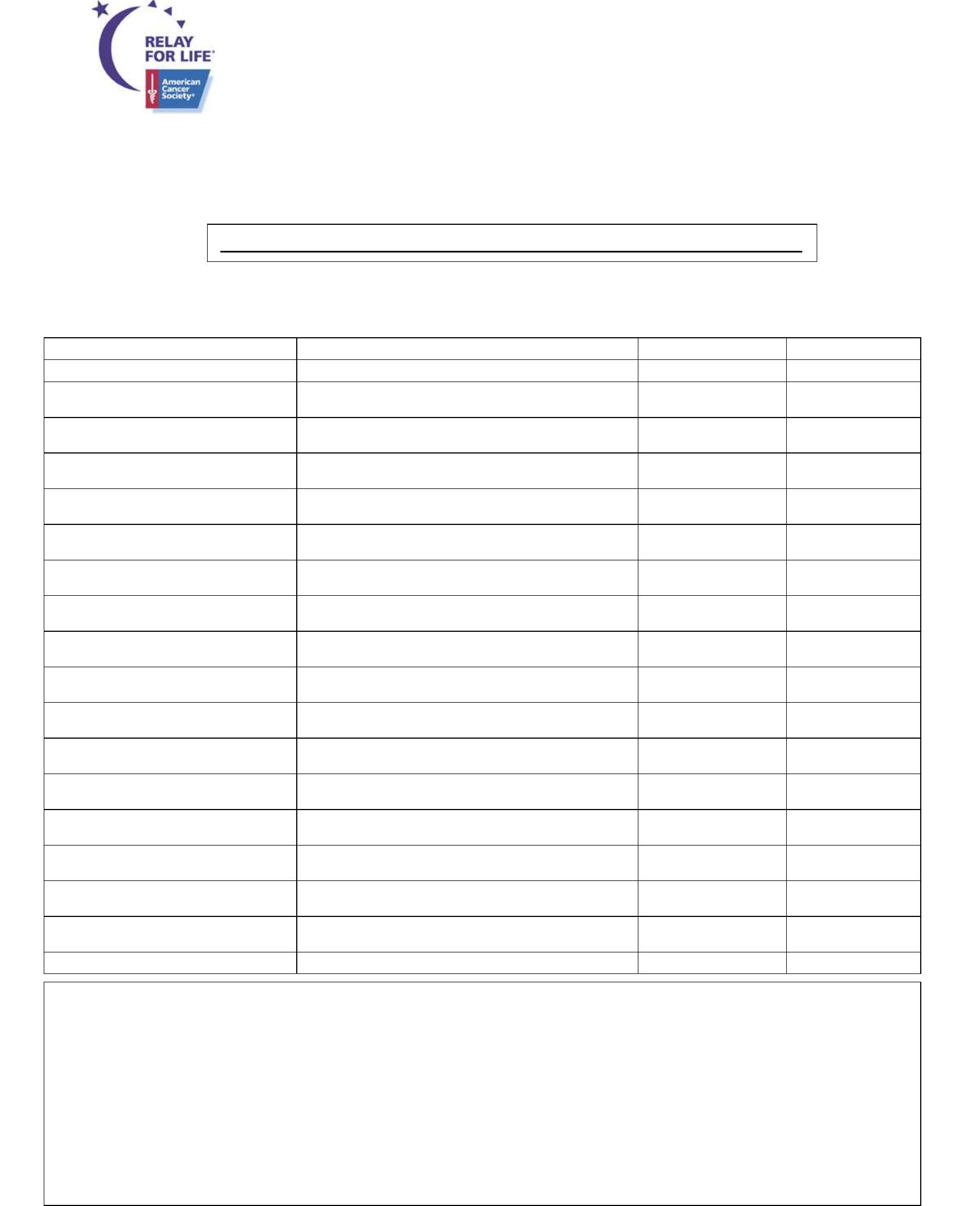 Relay For Life Donation Form – America Free Download For Blank Sponsorship Form Template
