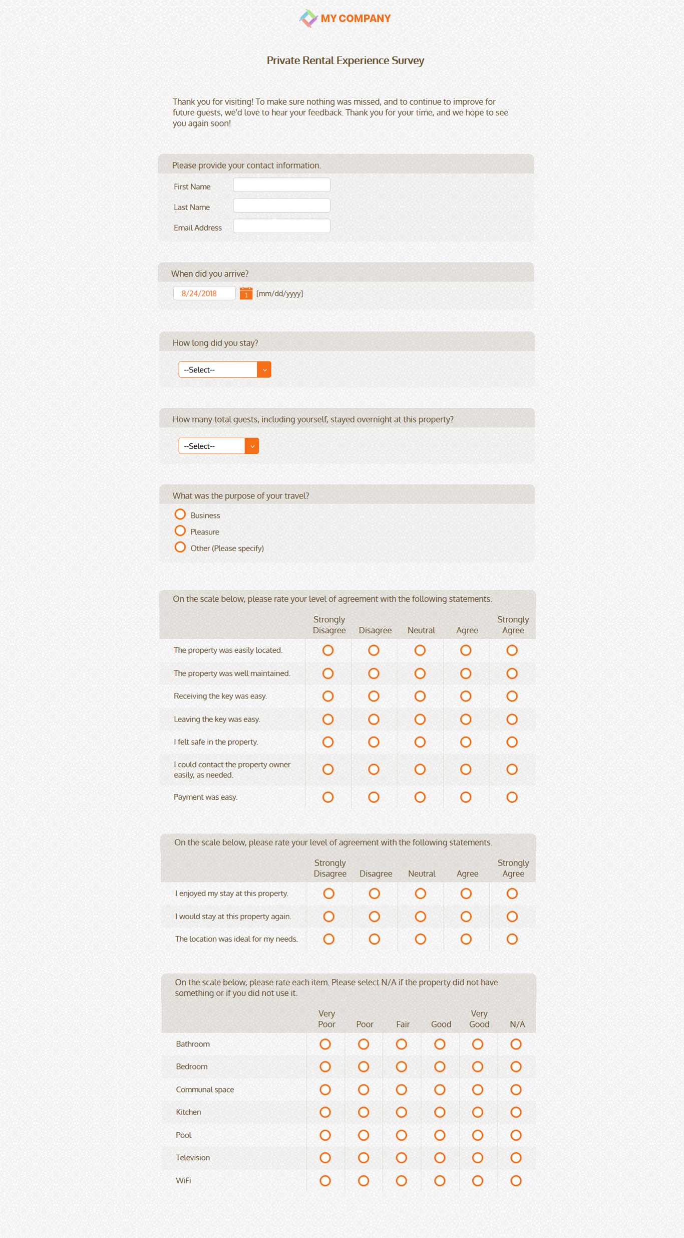 Rental Experience Survey Template [12 Questions] | Sogosurvey Regarding Poll Template For Word