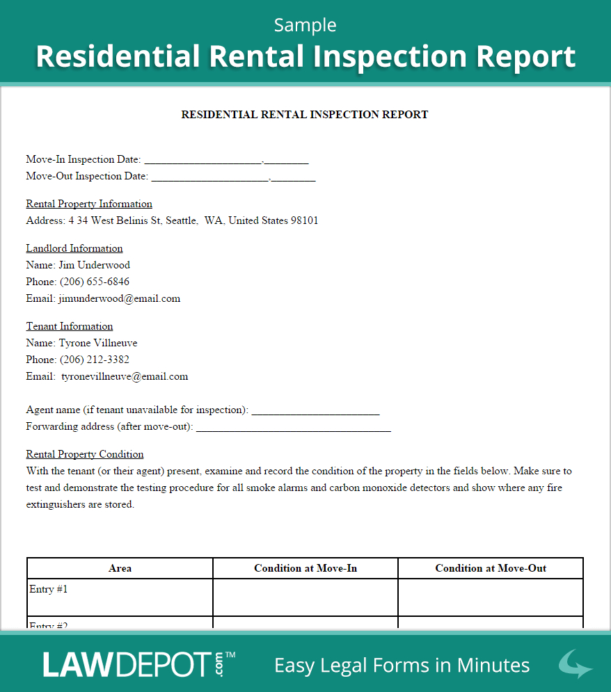 Rental Inspection Report | Property Inspection Checklist Throughout Property Management Inspection Report Template