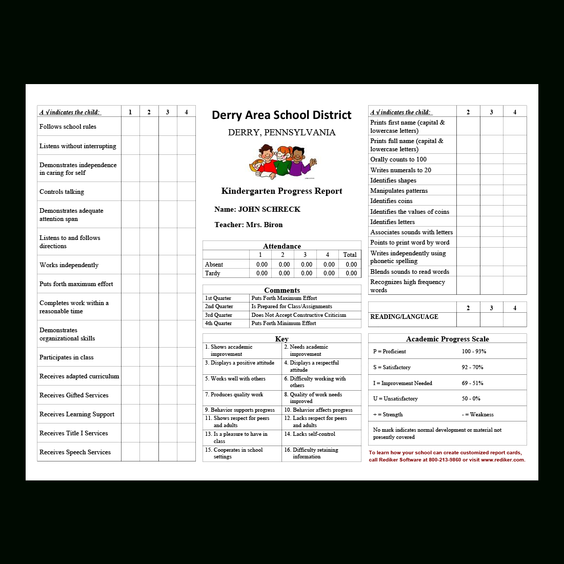 Report Card Software – Grade Management | Rediker Software For Fake College Report Card Template
