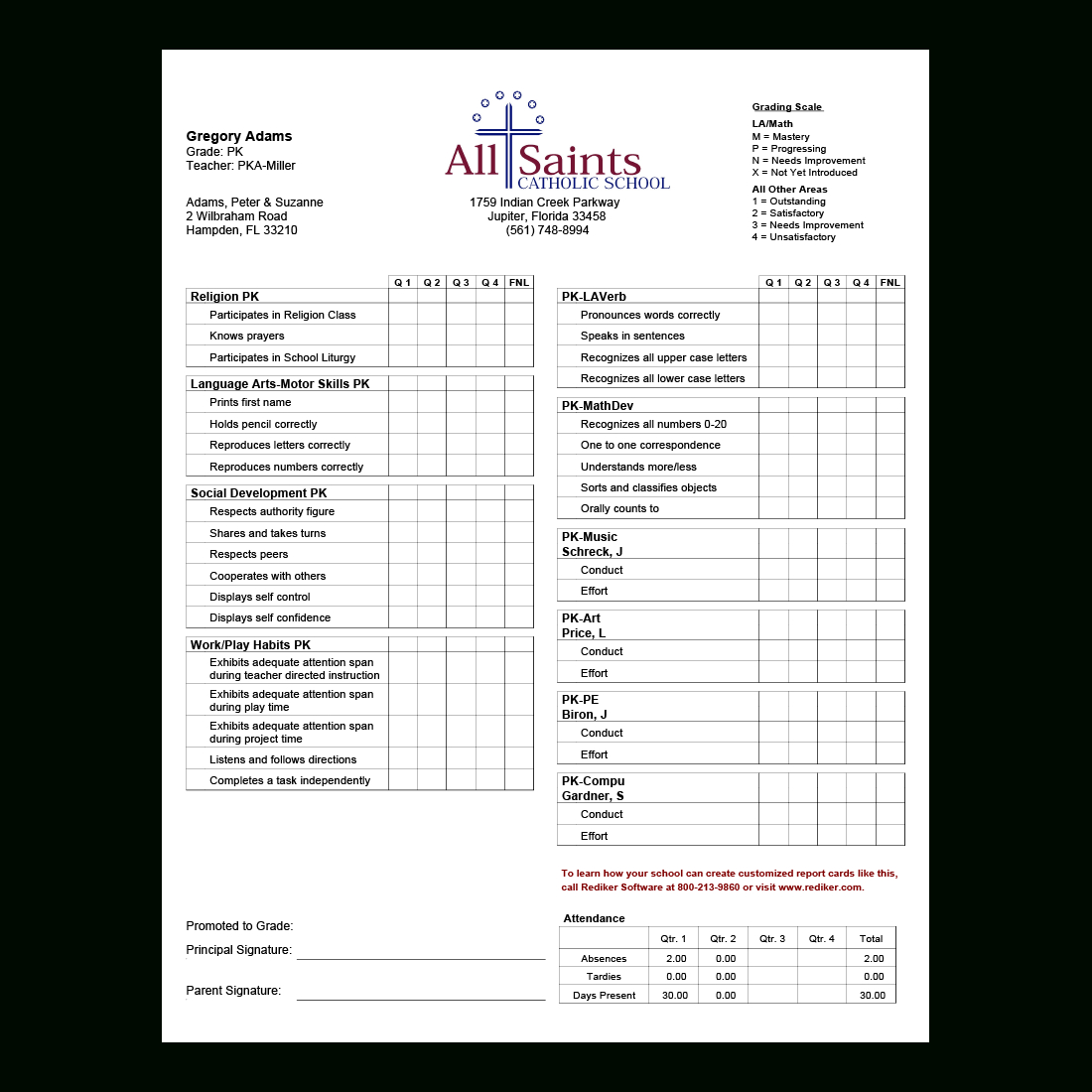 Report Card Software – Grade Management | Rediker Software For Fake College Report Card Template