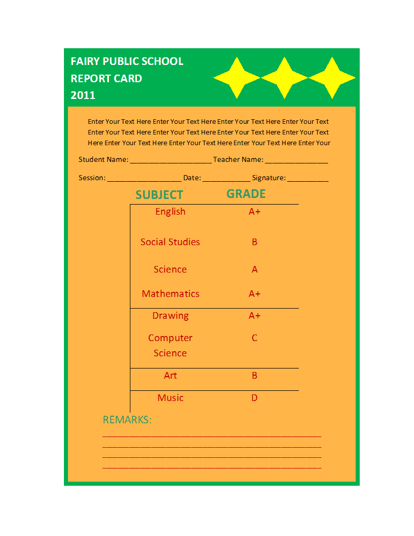 Report Card Template Throughout Kindergarten Report Card Template