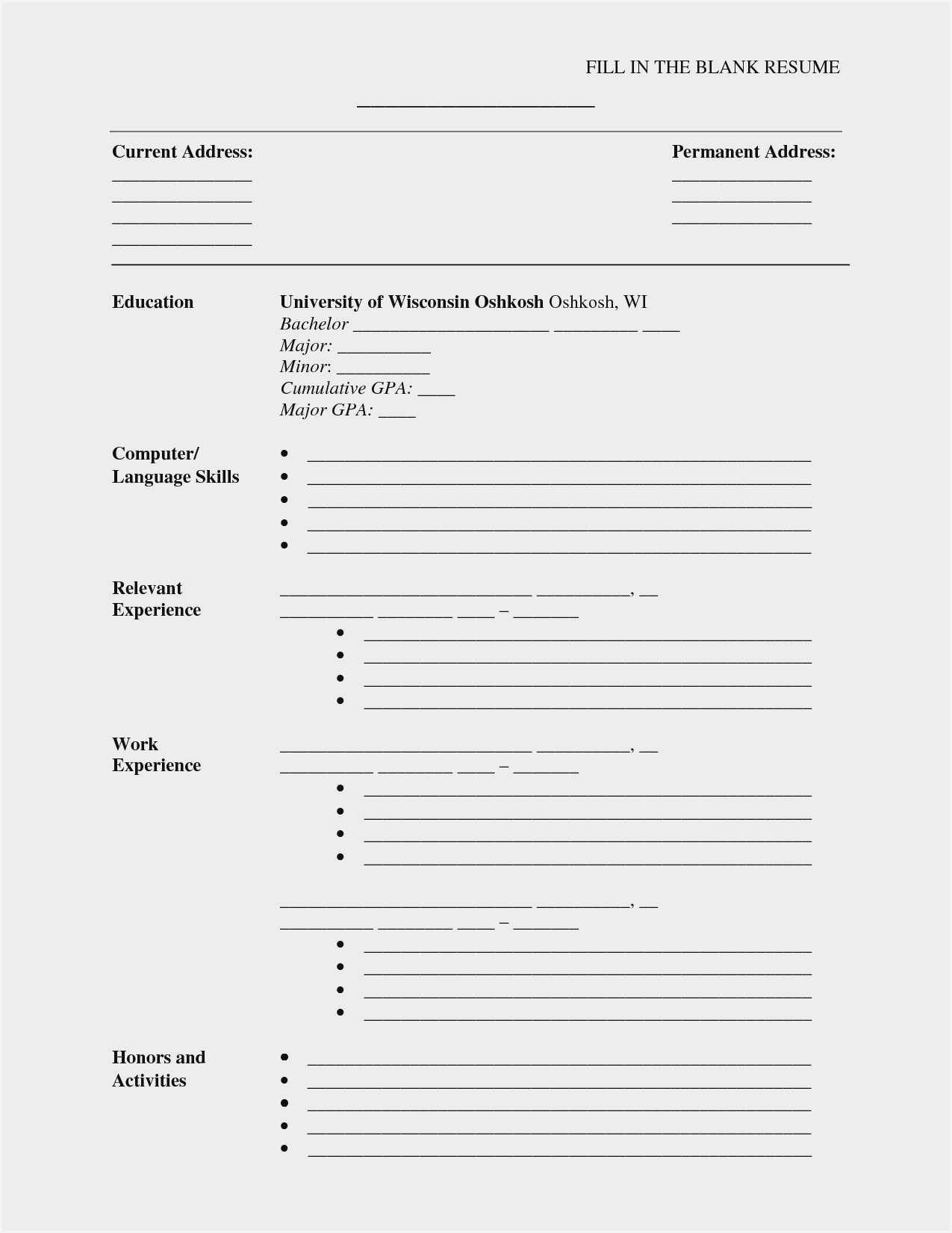 Resume Blank Format Free Download – Resume : Resume Sample #2712 Regarding Free Bio Template Fill In Blank