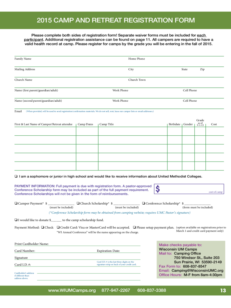 Retreat Registration Form – 2 Free Templates In Pdf, Word Regarding Camp Registration Form Template Word