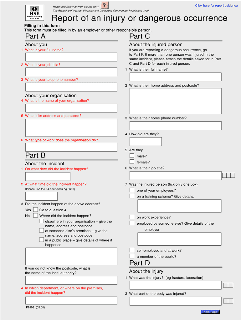 Riddor Report Form Pdf – Fill Online, Printable, Fillable With Hse Report Template