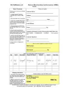 Rma Form Template - Fill Online, Printable, Fillable, Blank regarding Rma Report Template