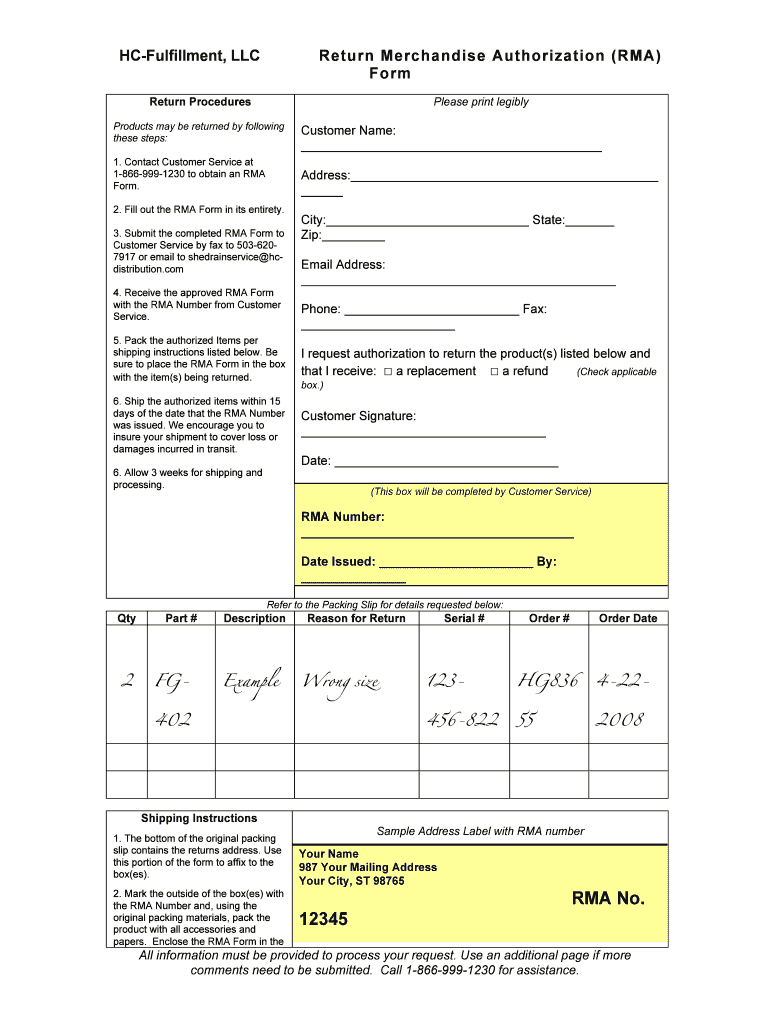Rma Form Template - Fill Online, Printable, Fillable, Blank Regarding Rma Report Template