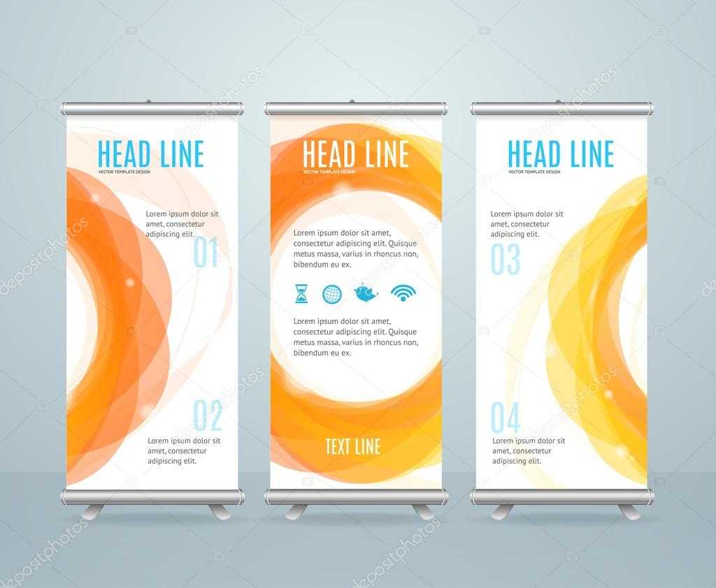 Roll Up Banner Stand Design Template. Vector — Stock Vector In Banner Stand Design Templates