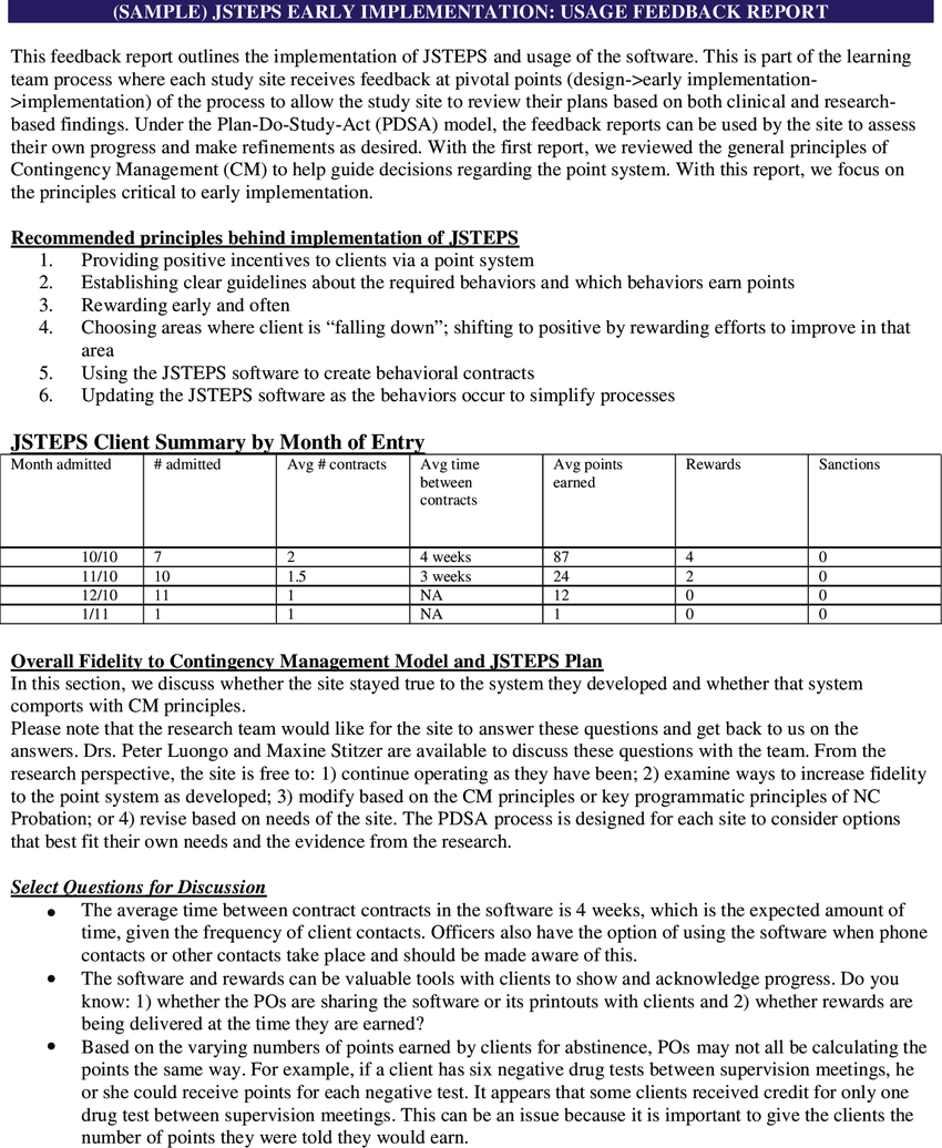 Sample Feedback Report. | Download Scientific Diagram Regarding Training Feedback Report Template