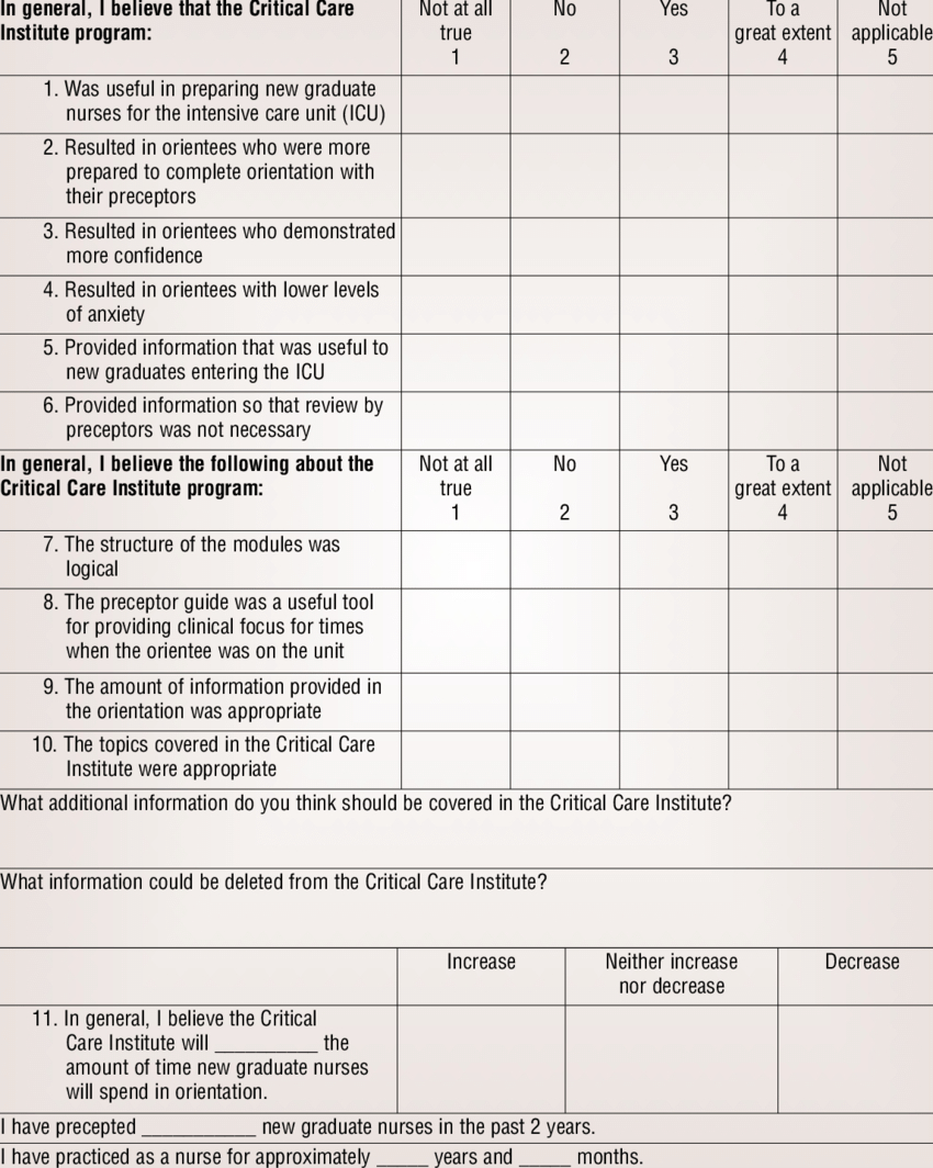 Sample Of Form Usedpreceptors For Evaluation Of The Within Icu Report Template