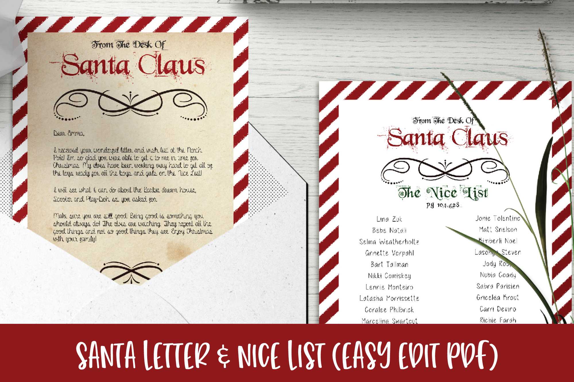 Santa Letter & Nice List | Editable Christmas Pdf Template Regarding Santa Letter Template Word