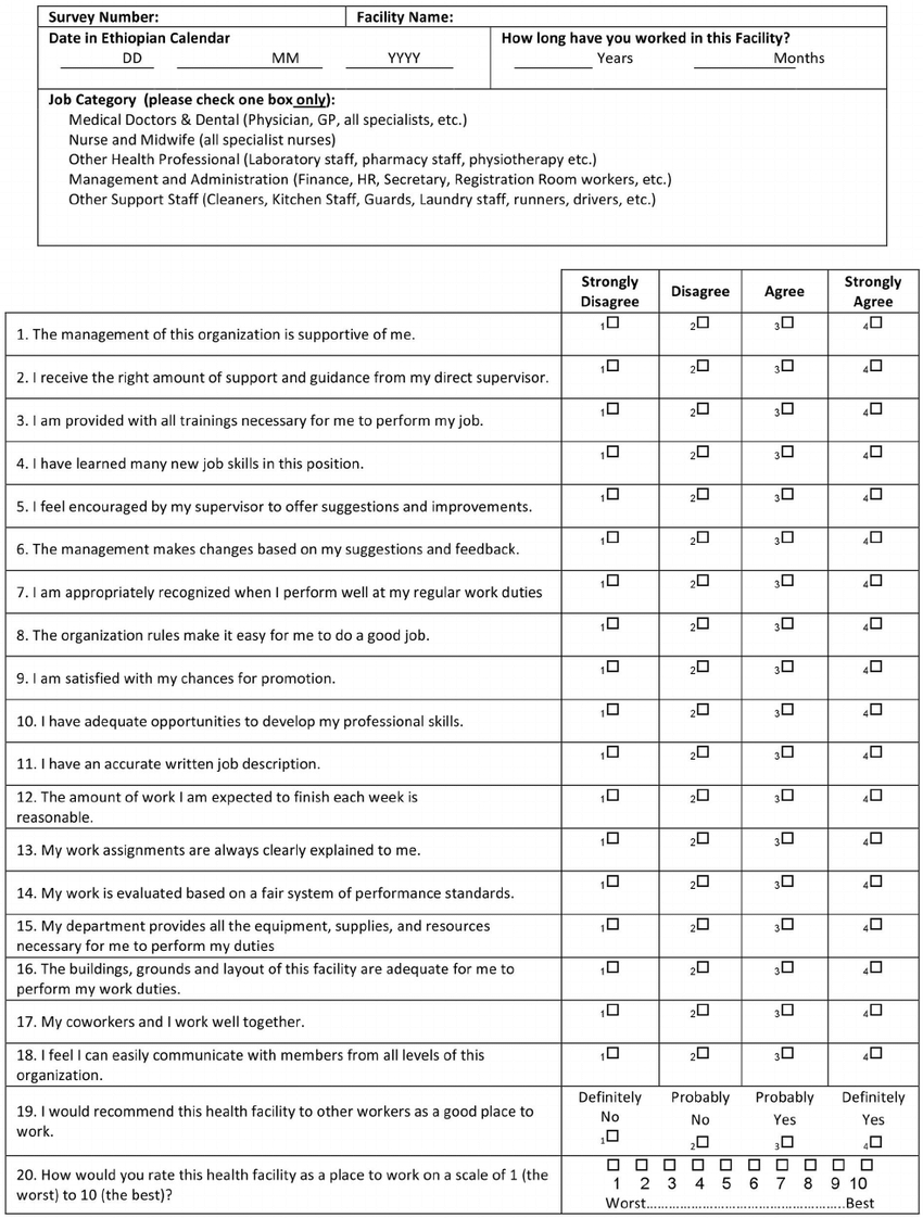 Satisfaction Of Employees In Health Care (Sehc) Survey Inside Questionnaire Design Template Word