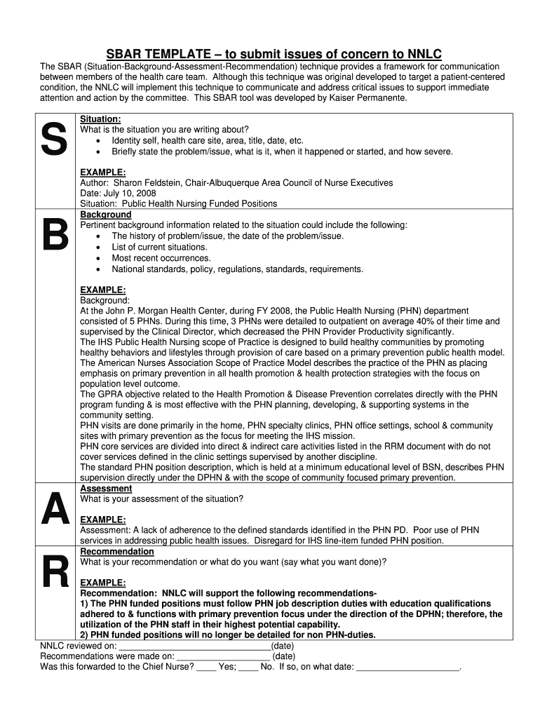 Sbar Template - Fill Online, Printable, Fillable, Blank In Sbar Template Word