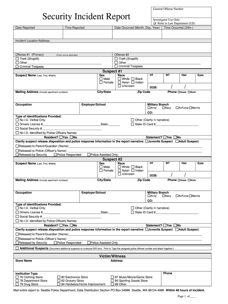 Security Guard Incident Report Pdf – Fill Online, Printable With Police Incident Report Template