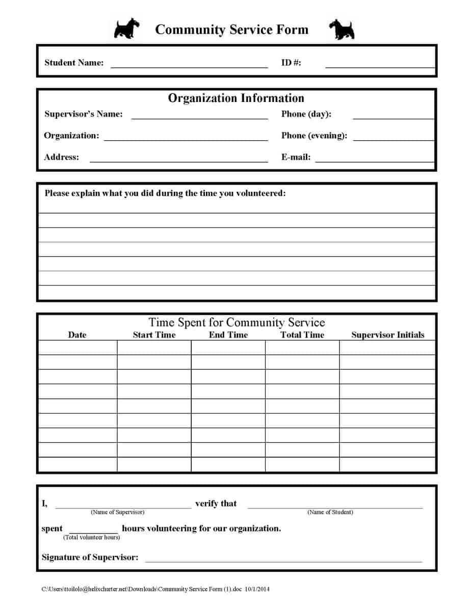 Service Request Form Templates - Word Excel Fomats Intended For Community Service Template Word