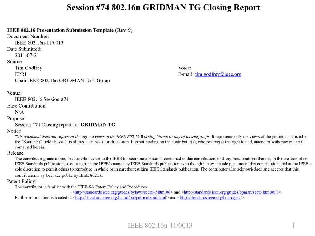 Session # N Gridman Tg Closing Report – Ppt Download Within Rapporteur Report Template
