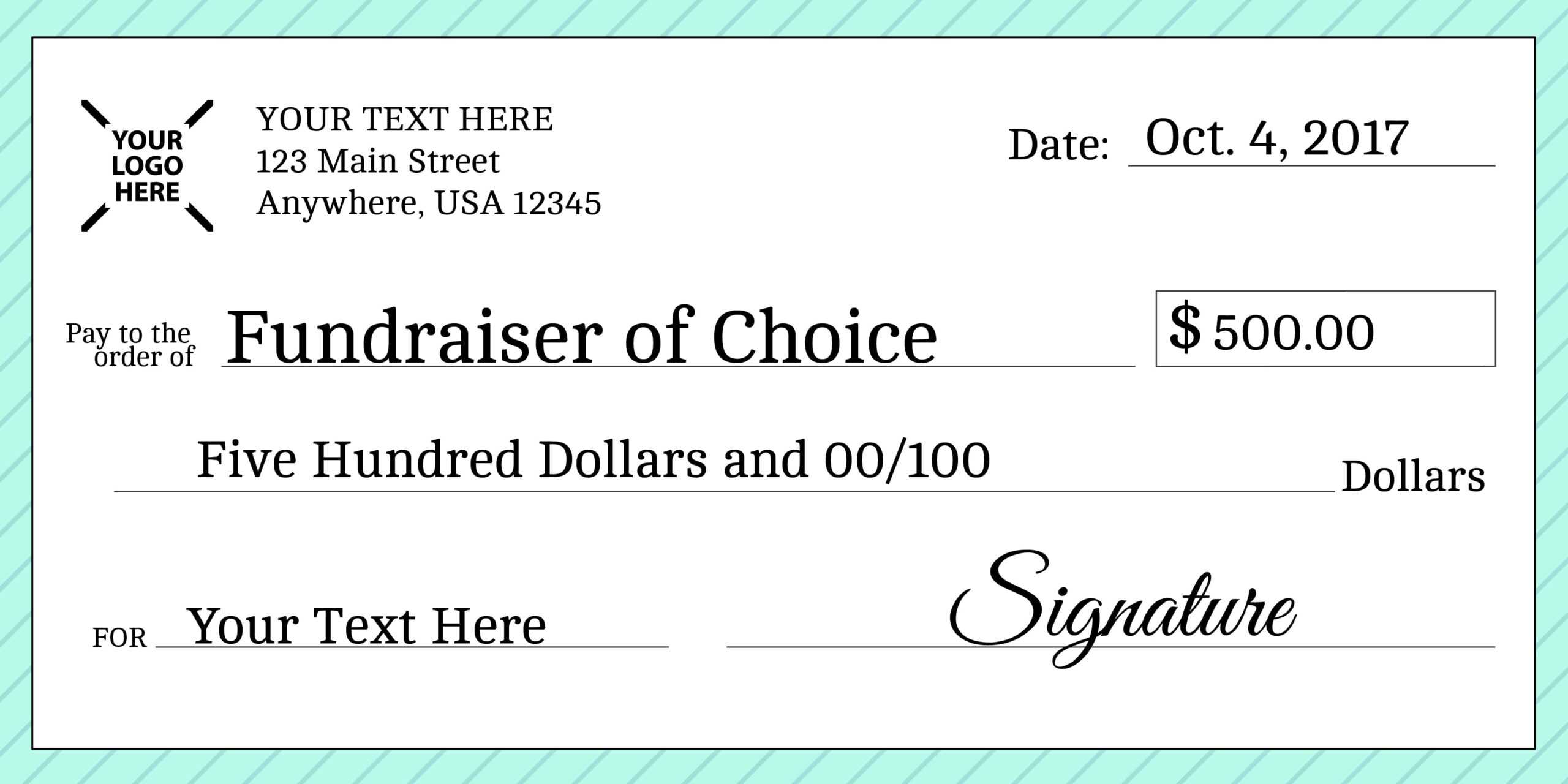 Signage 101 - Giant Check Uses And Templates | Signs Blog In Customizable Blank Check Template