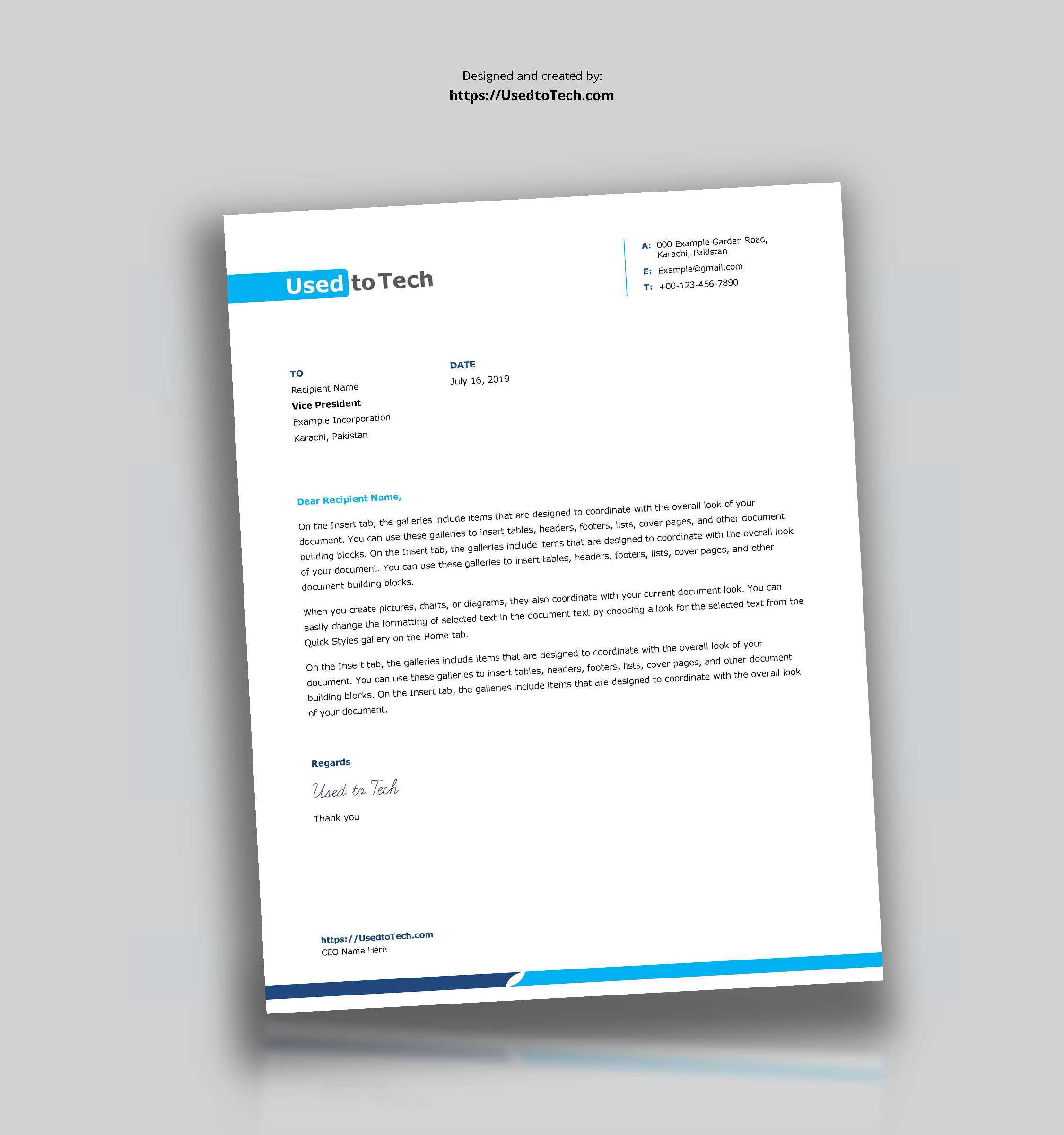 Simple And Clean Word Letterhead Template – Free – Used To Tech Throughout How To Create A Letterhead Template In Word