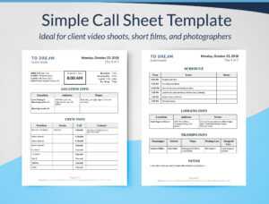 Simple Call Sheet Template Word Doc | Sethero pertaining to Film Call Sheet Template Word