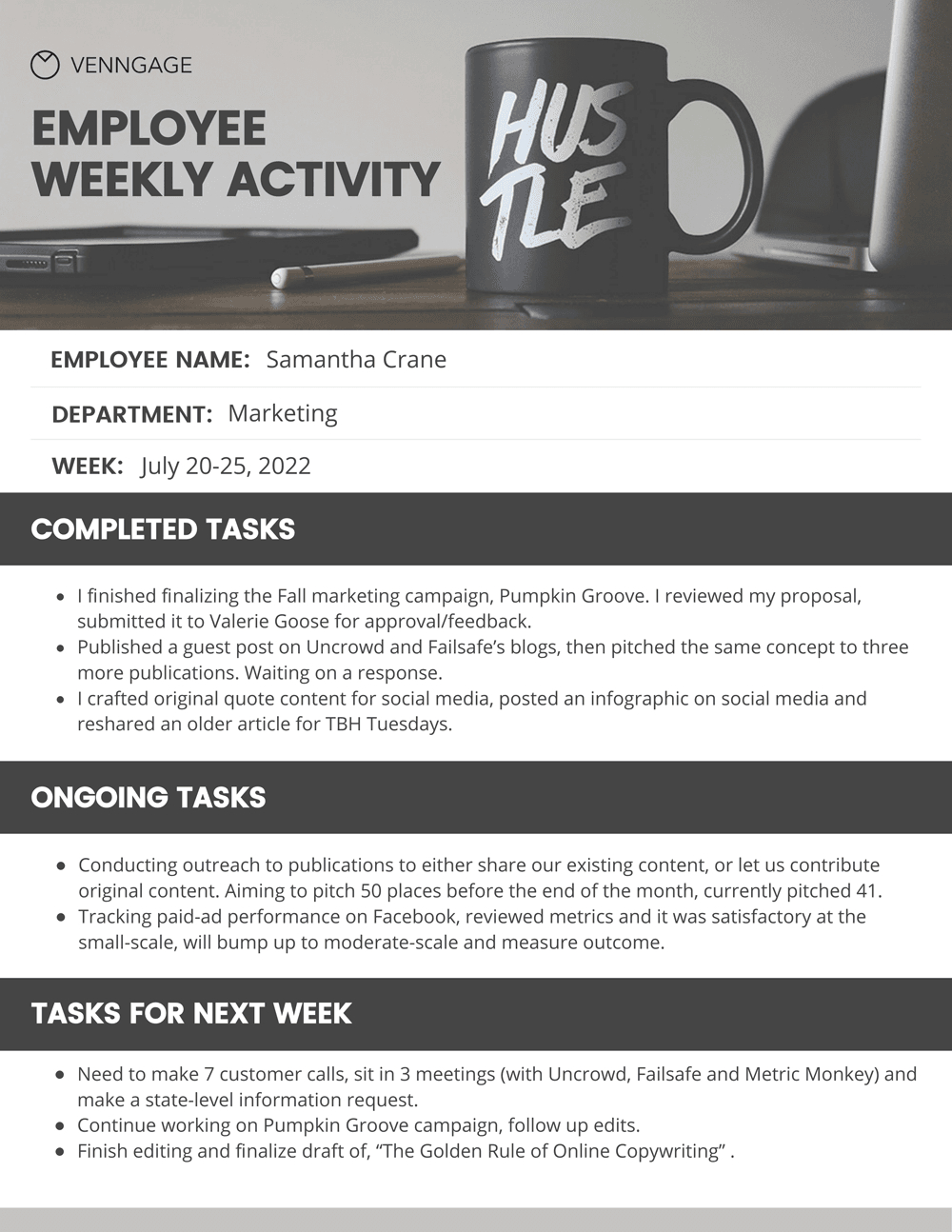 Simple Employee Weekly Report Intended For Wrap Up Report Template