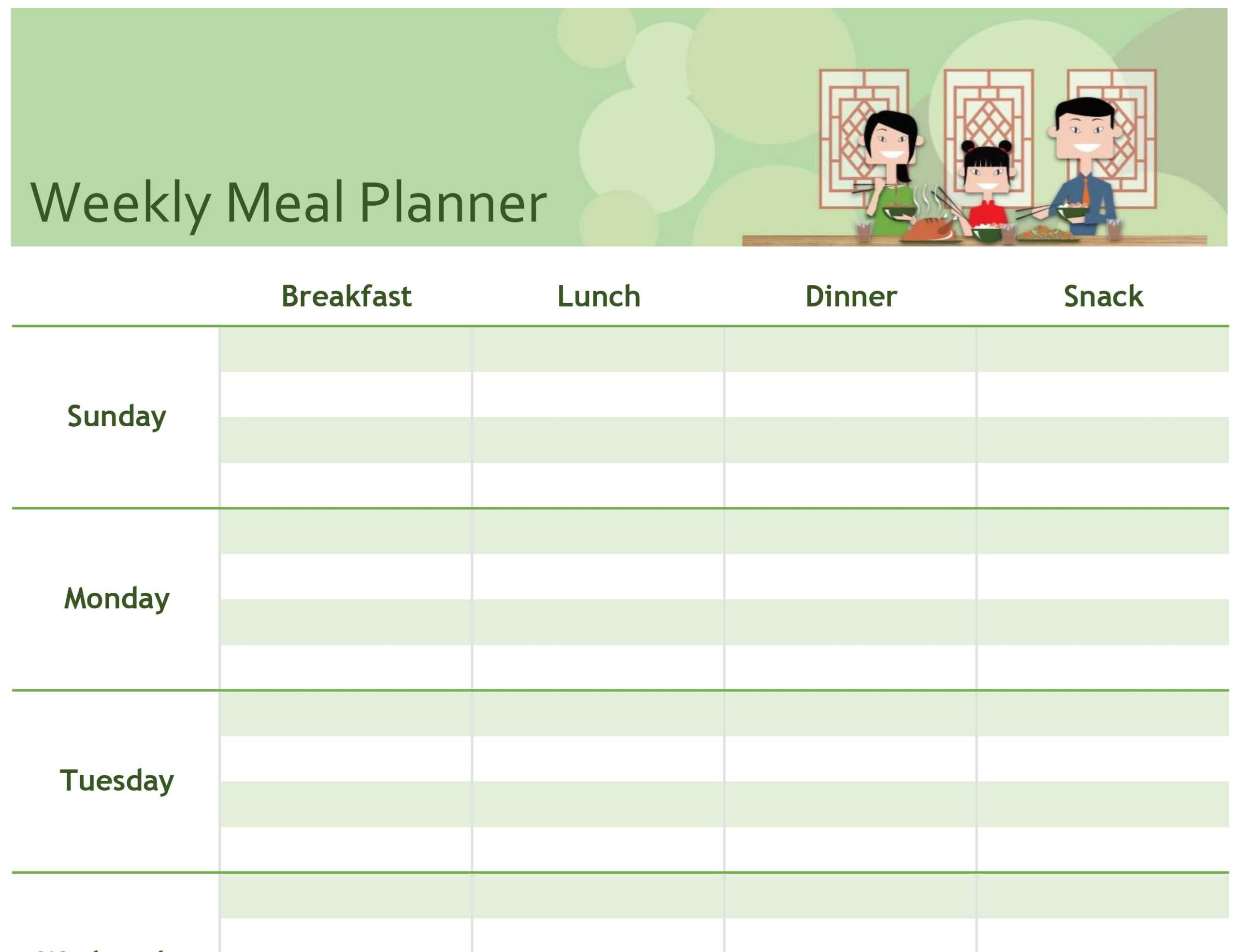 Simple Meal Planner Within Weekly Meal Planner Template Word