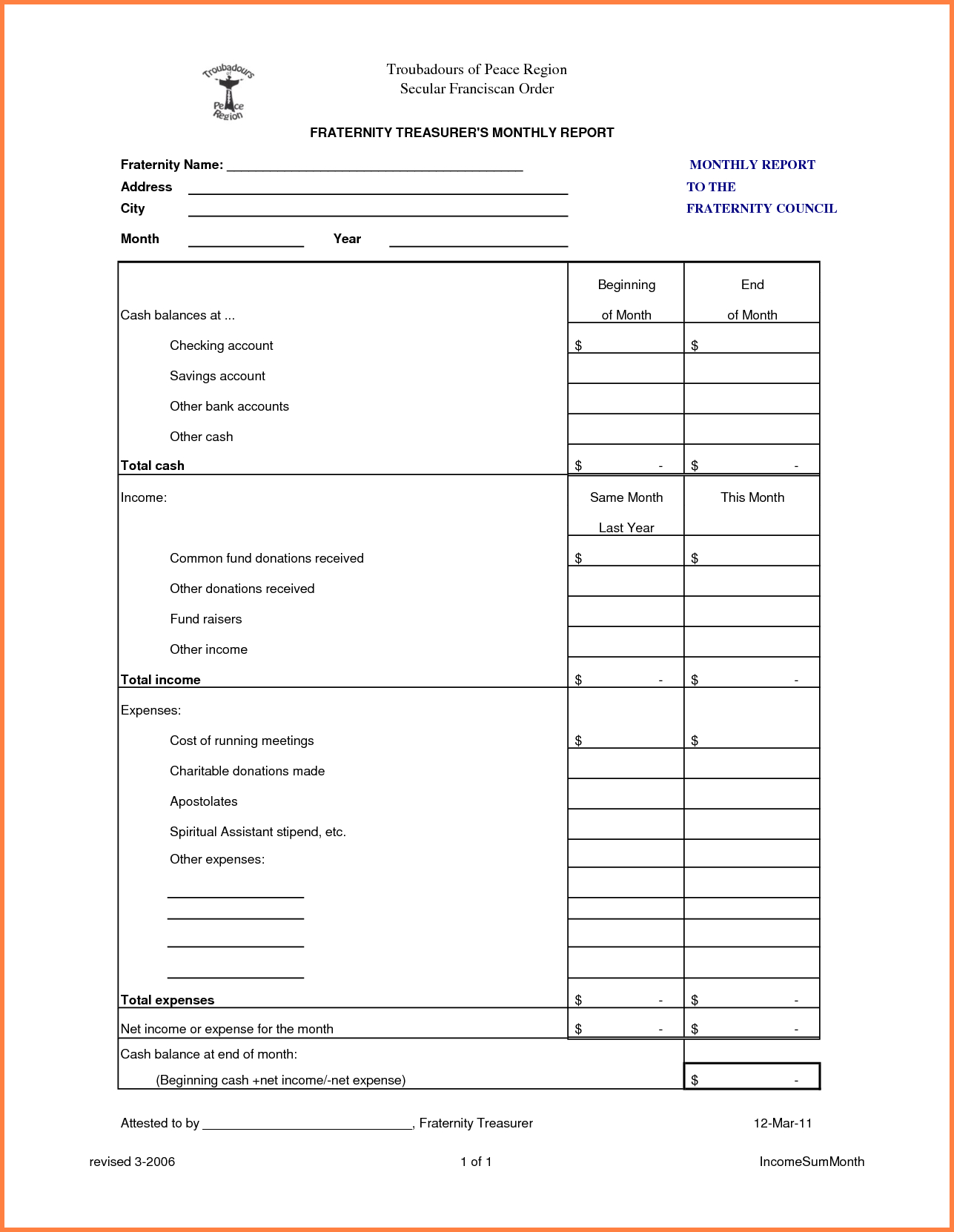 Social Media Monthly Report Template And 10 Treasurer Report Pertaining To Treasurer Report Template