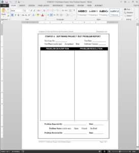 Software Project Test Problem Report Template | Itsw107-3 for Software Problem Report Template