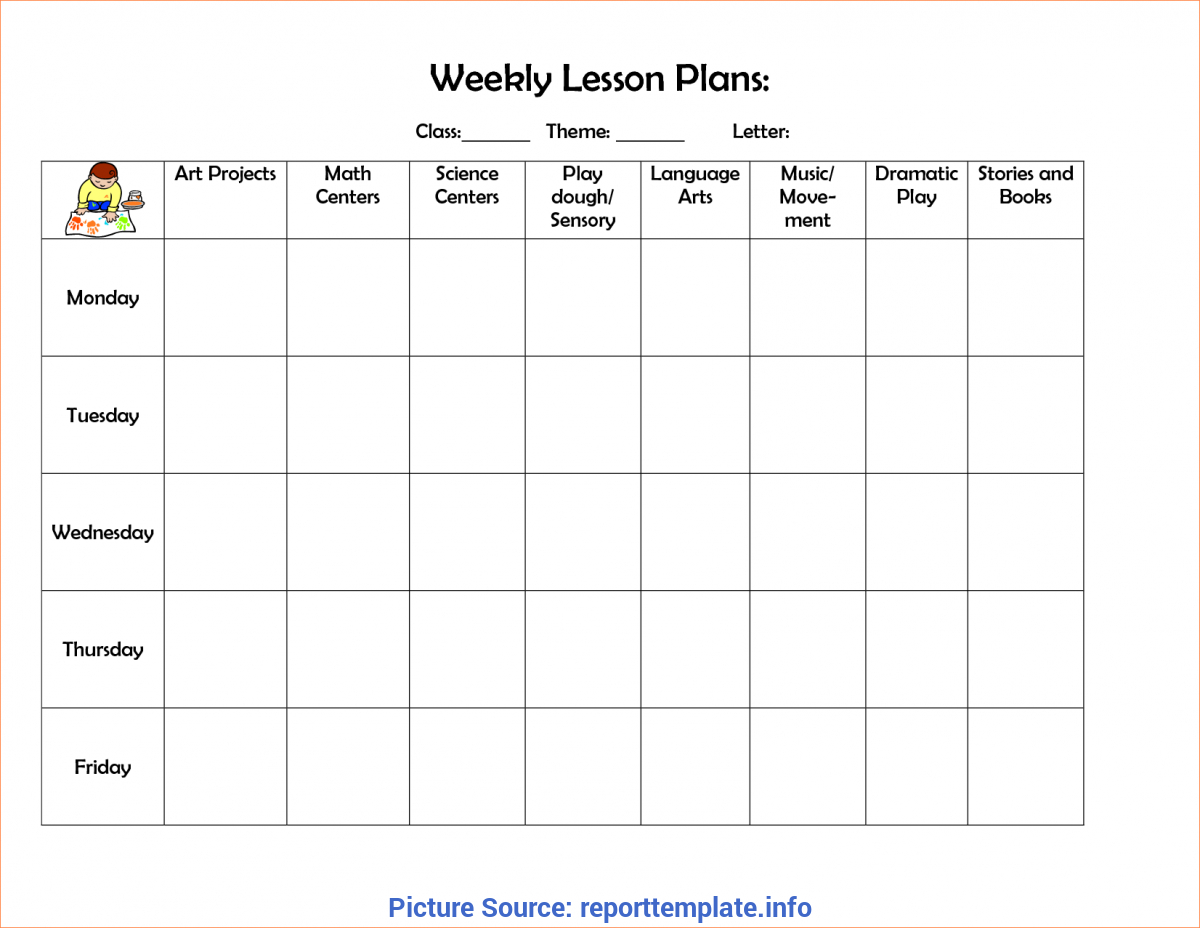 Special Lesson Plan Format Weekly 4+ Preschool Weekly Lesson Within Preschool Weekly Report Template