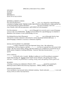 Speech-Evaluation-Report-Template-21 throughout Speech And Language Report Template