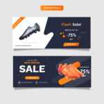 Sport Shoes Sale Banner Template Set - Download Free Vectors within Sports Banner Templates