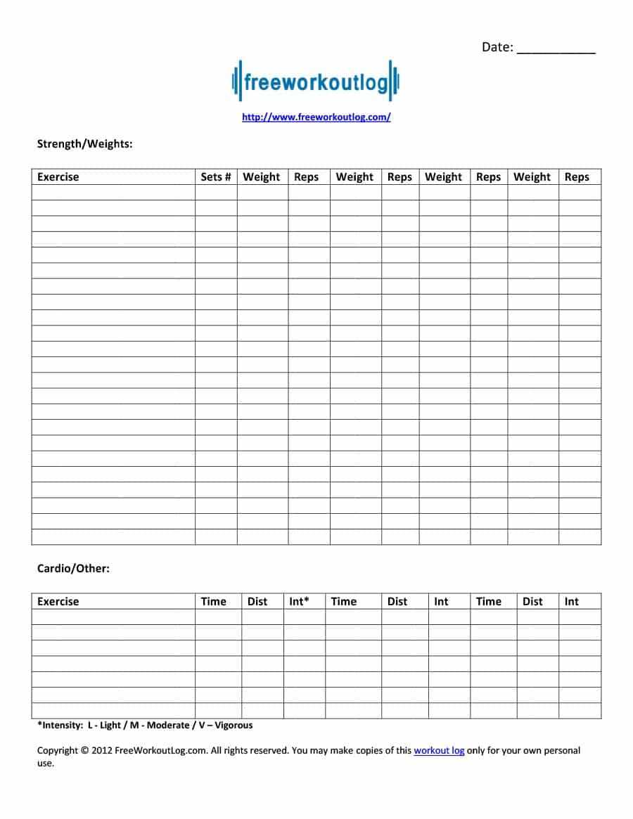 Spreadsheet Workout Template Log Sheet Training Example Intended For Blank Workout Schedule Template