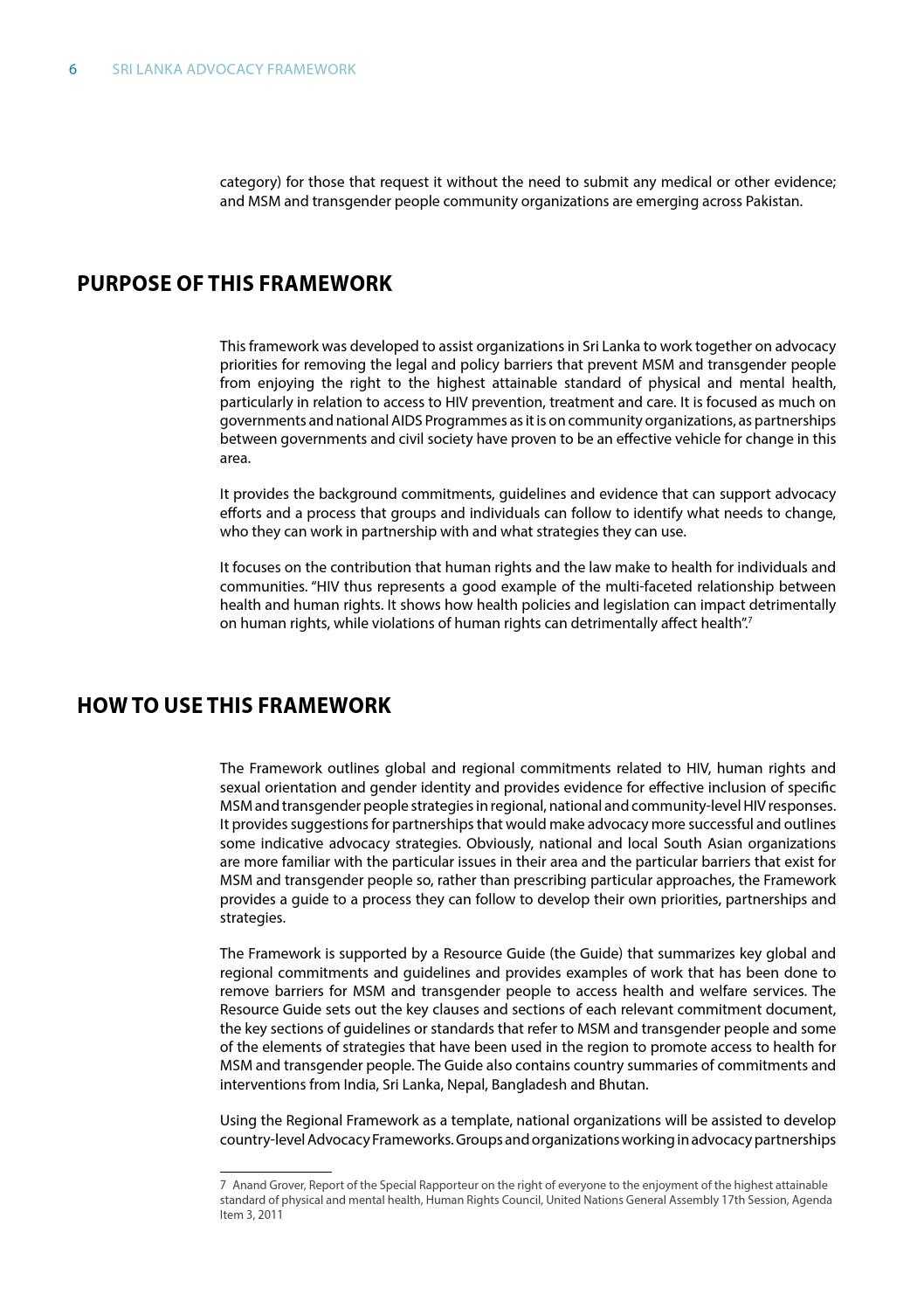 Sri Lanka Advocacy Framework: Hiv, Human Rights And Sexual Pertaining To Rapporteur Report Template
