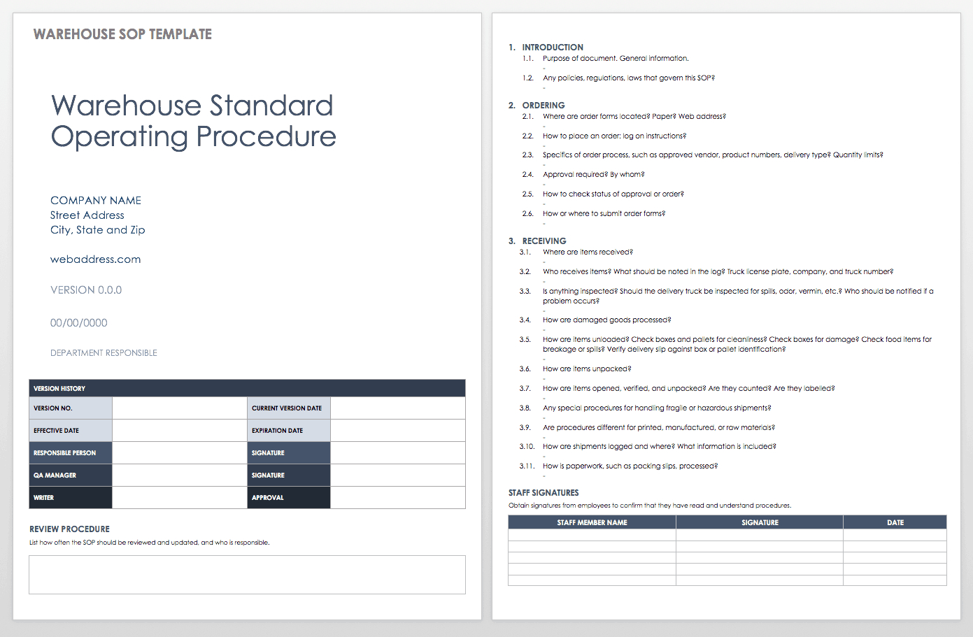 Standard Operating Procedures Templates | Smartsheet With Procedure Manual Template Word Free