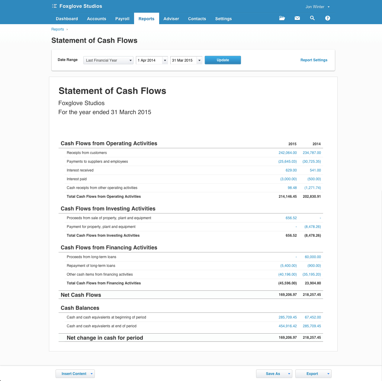 Statement Of Cash Flows For Business | Xero Blog Pertaining To Cash Position Report Template